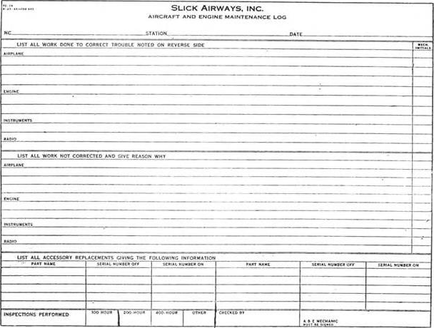 Slick Airways Aircraft and Engine Maintenance Log.png