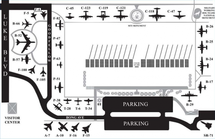 USAF Aircraft on the Lackland Parade Field.png