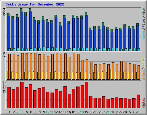 Daily usage for December 2022