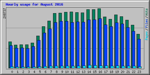 Hourly usage for August 2016