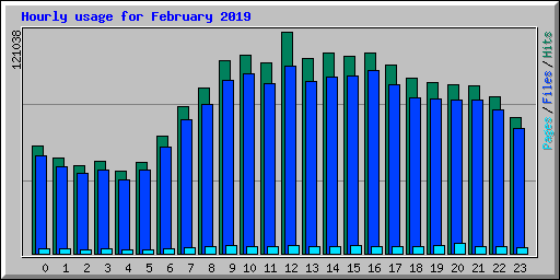 Hourly usage for February 2019