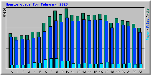 Hourly usage for February 2023